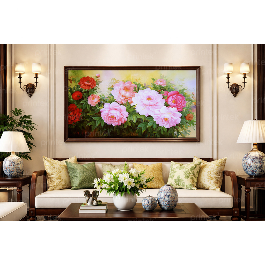 Tranh hoa mẫu đơn, đã có khung – MS4965