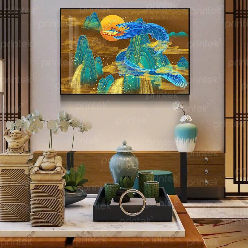 Tranh phong thủy rồng cuộn mây