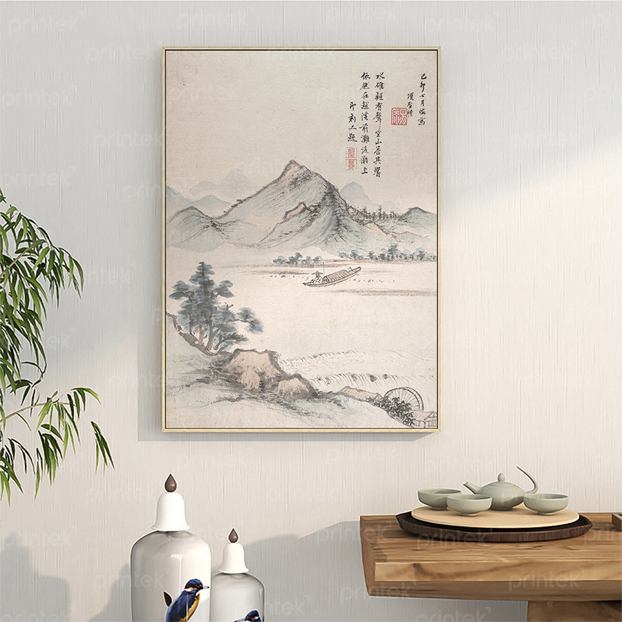 Tranh thủy mặc đen trắng - TB13323527