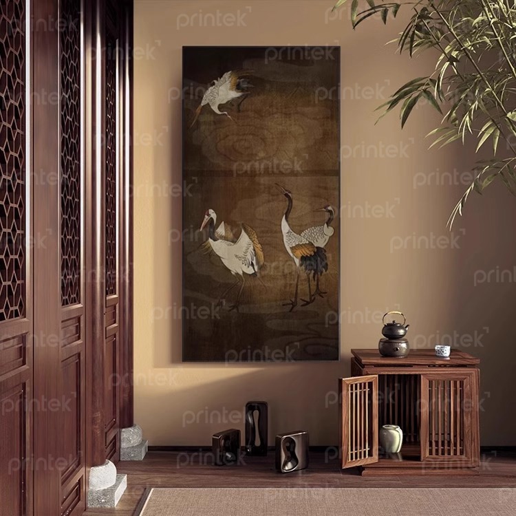 Tranh tùng hạc diên niên trang trí phòng trà đạo