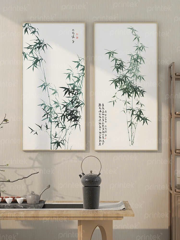 Bộ 2 tranh treo tường cành trúc  - TM420038