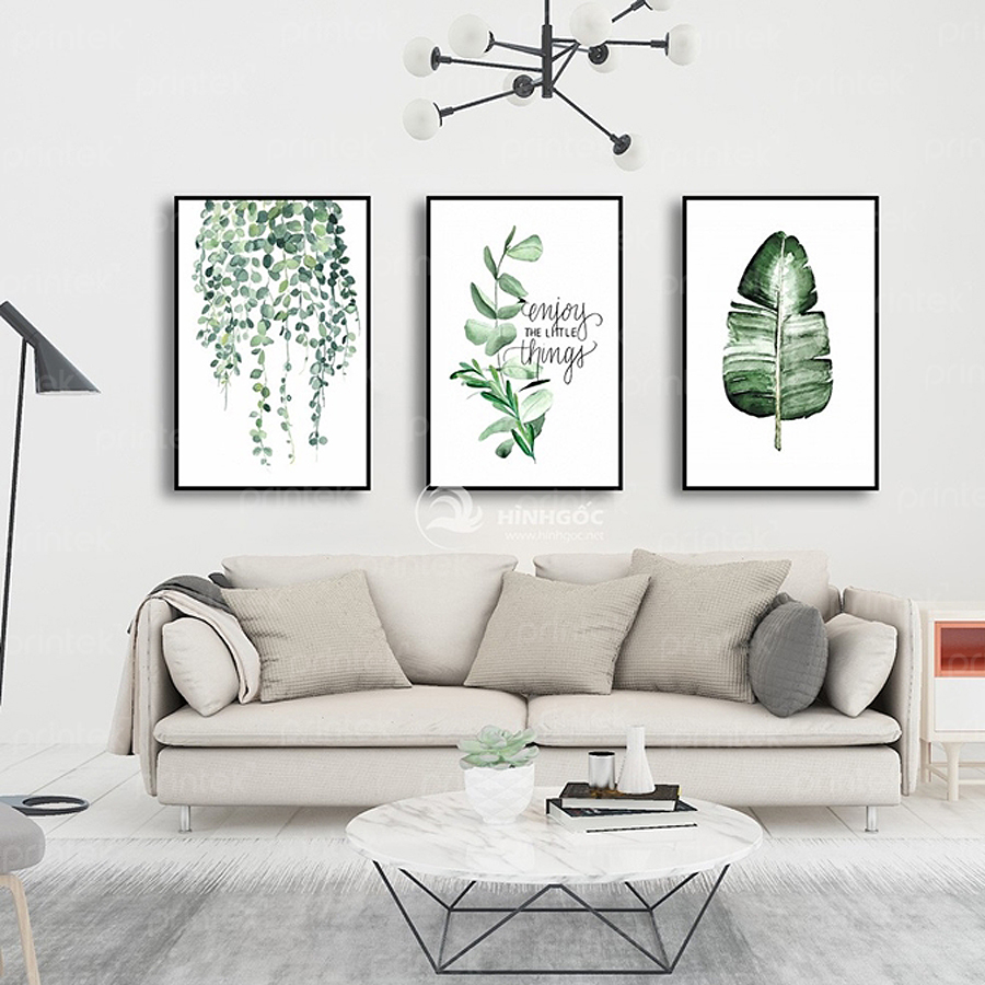 Bộ 3 tranh canvas lá cây, đã có khung – PIN974
