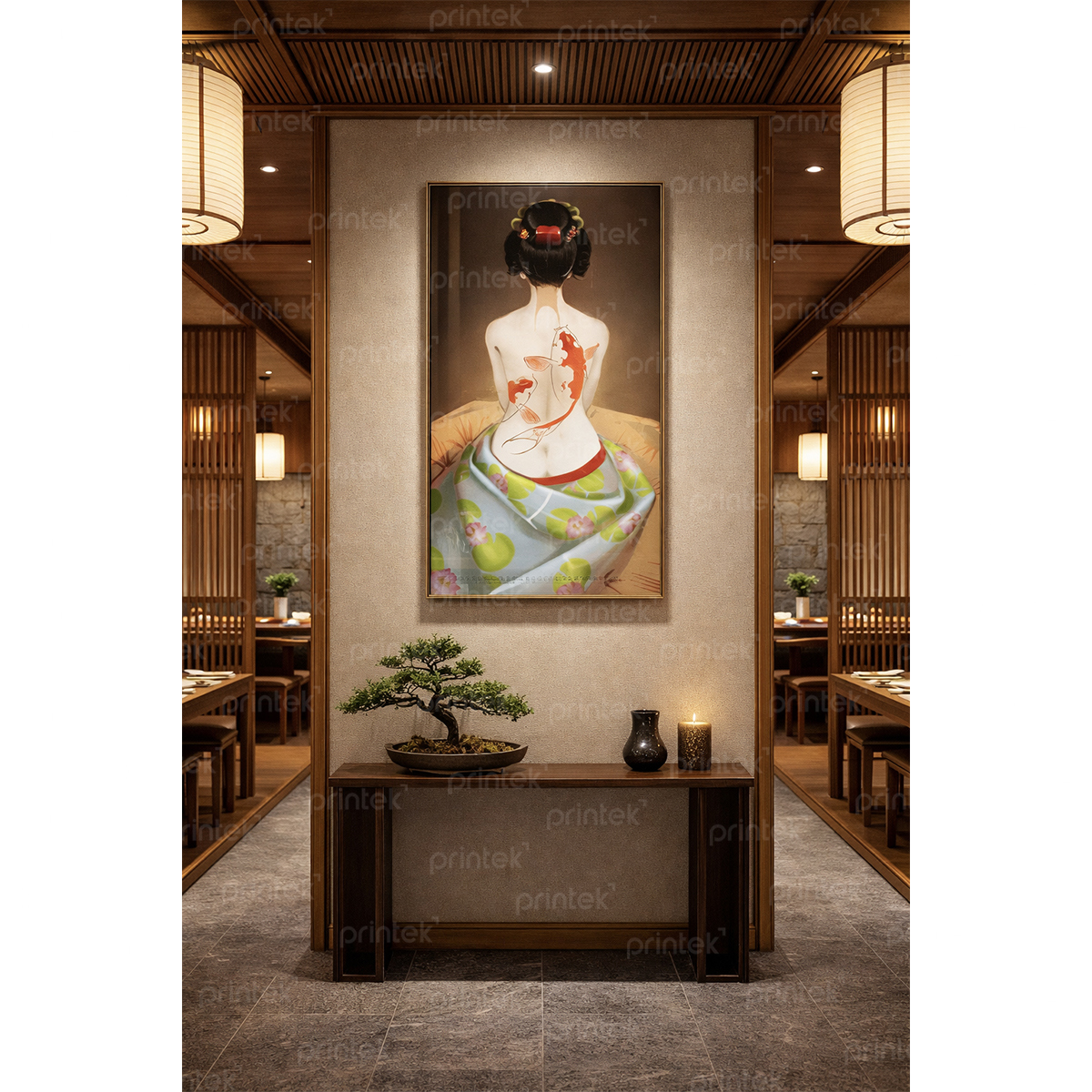 Tranh cô gái mặc kimono, trang trí nhà hàng, quán ăn Nhật Bản - TB13323528