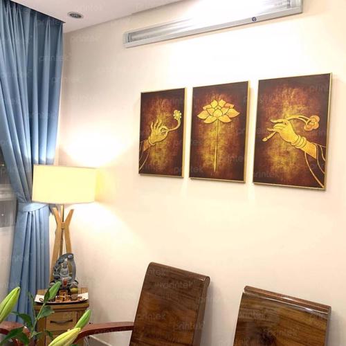 Bộ 3 tranh Phật giáo treo tường đẹp hợp phong thủy – MS4147