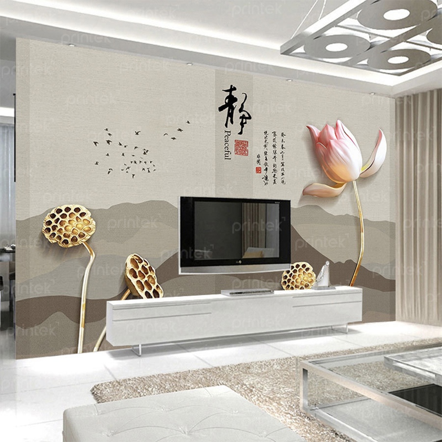 Tranh dán tường 3d hoa sen - TB332458124