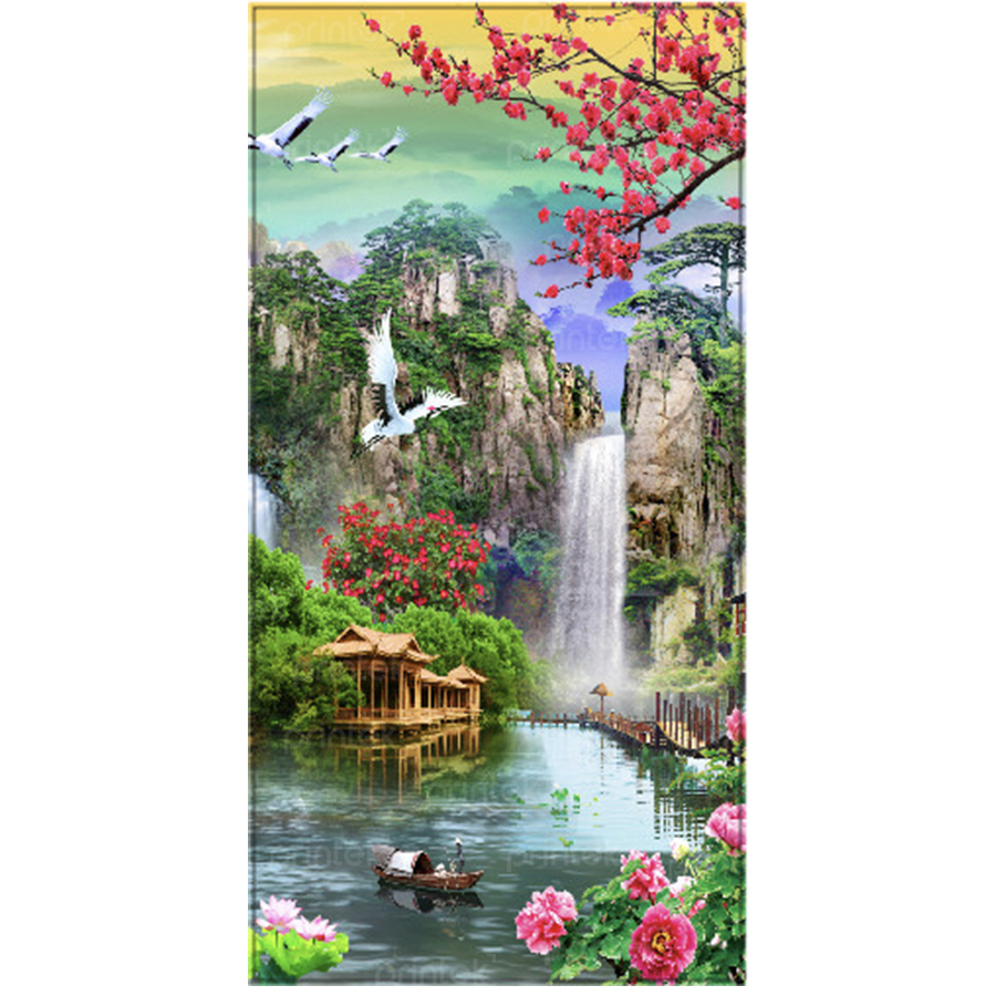 Tranh dán tường phong thuỷ sơn thủy hữu tình - PT958