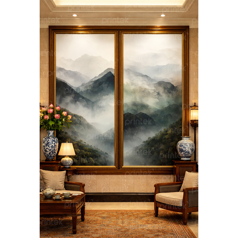 Bộ 2 tranh thủy mặc phong cảnh - ADB133299