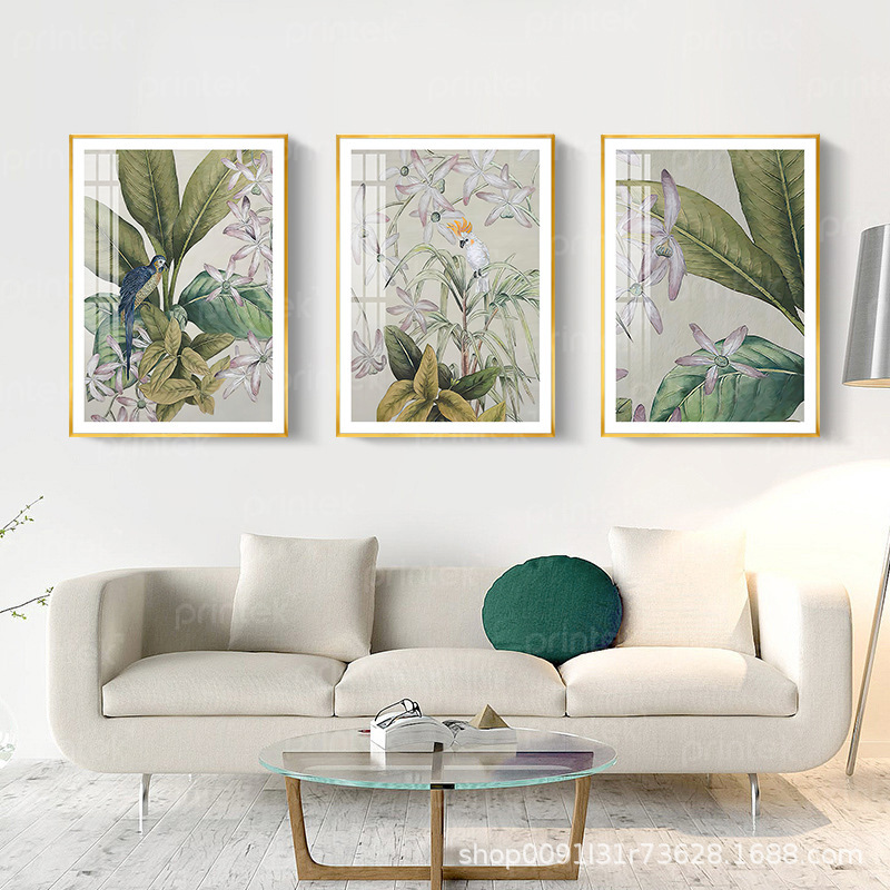 Tranh tráng gương phòng khách, bộ tranh lá cây - LC0110