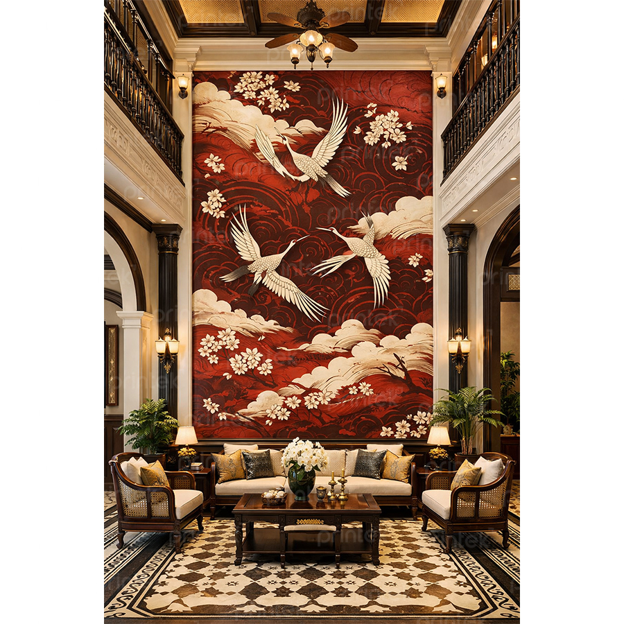 Tranh đàn chim hạc, tranh thông tầng - ADB13323656