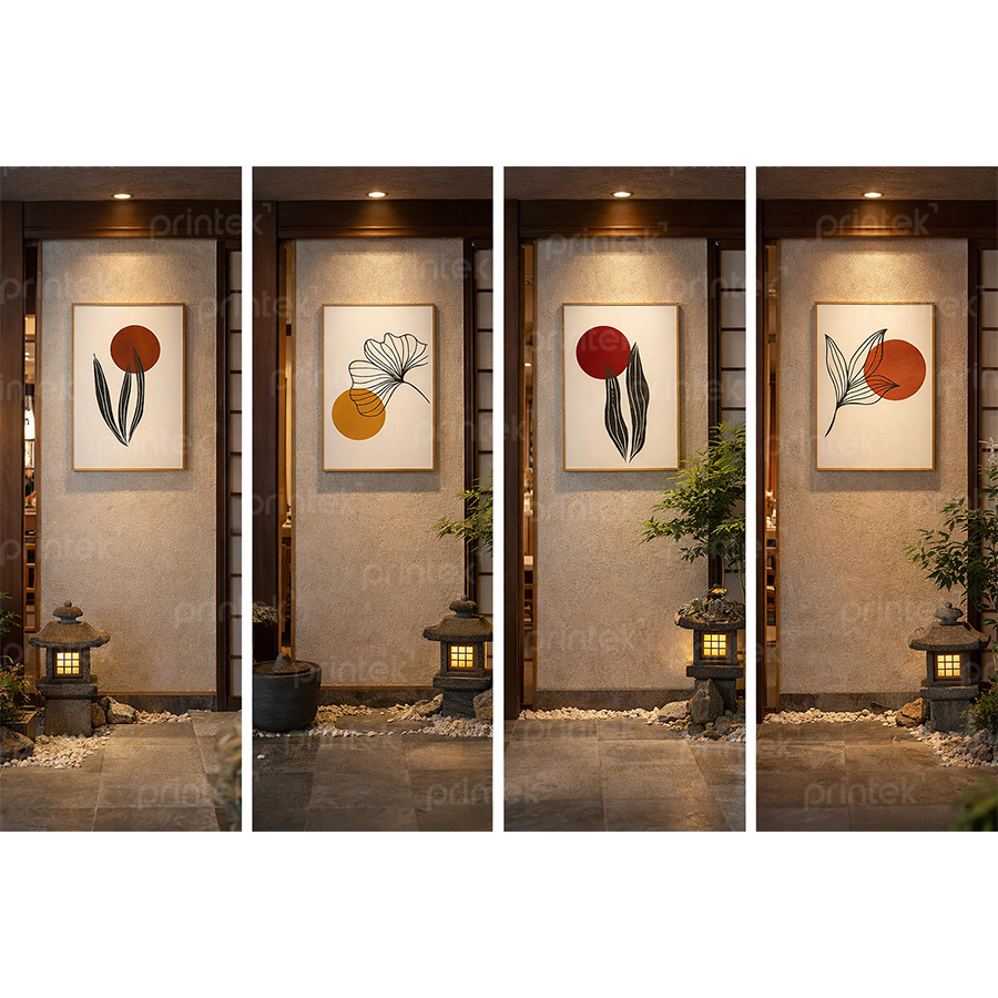 Bộ 4 tranh trừu tượng trang trí nhà hàng Nhật Bản - DC-ST1368