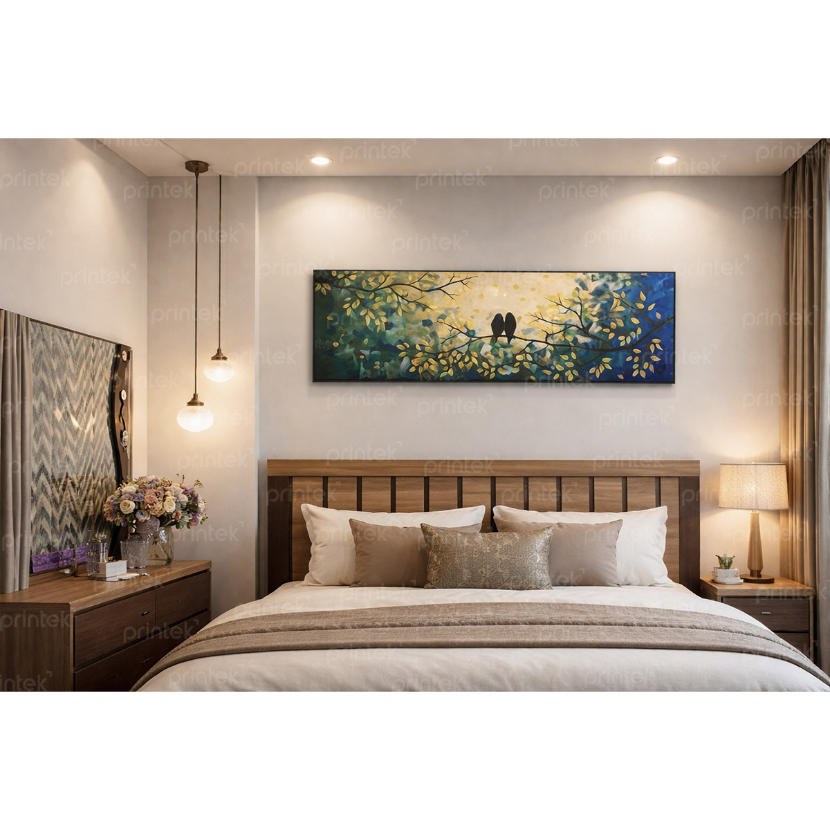 Tranh cancas đôi chim trang trí phòng ngủ - MS6416