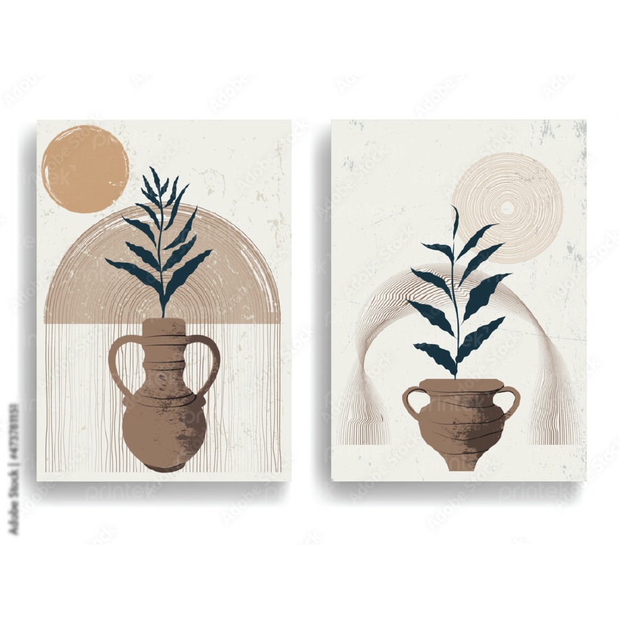 Bộ tranh trừu tượng tối giản phong cách Wabi Sabi - ADB33245353