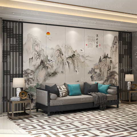 Tranh dán tường thủy mặc phòng khách