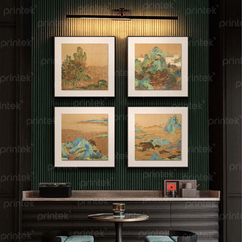 Bộ 4 tranh thủy mặc, đã có khung - TM44452