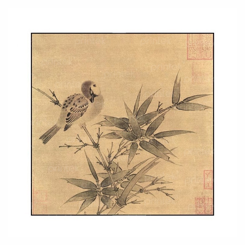 Tranh canvas hoa và chim, phù hợp treo phòng trà - HC16136