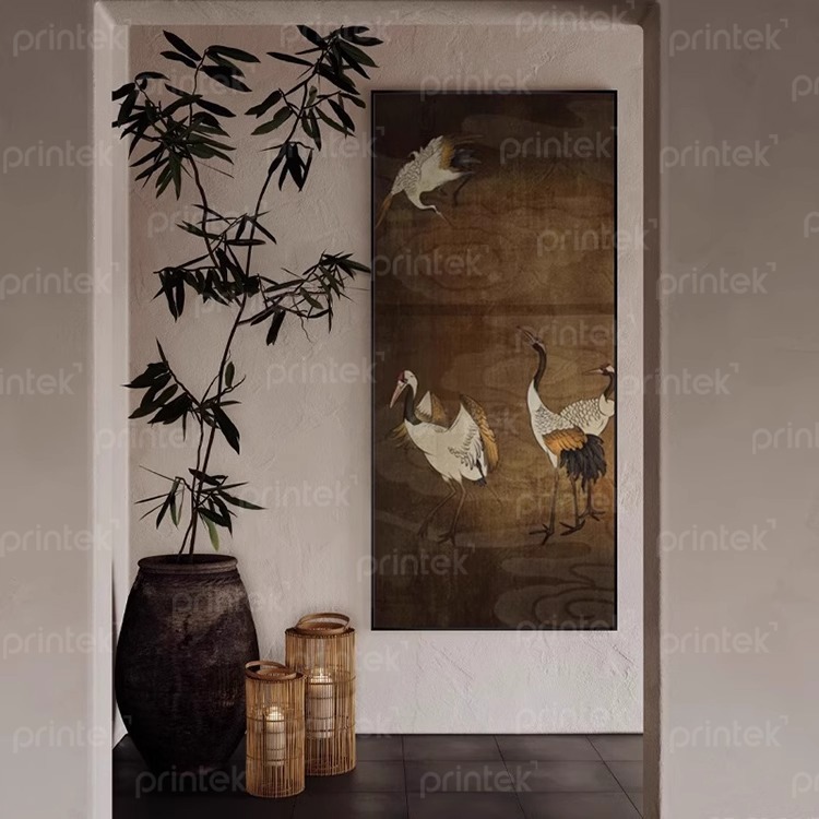 Tranh tùng hạc diên niên trang trí phòng trà đạo - PT2613