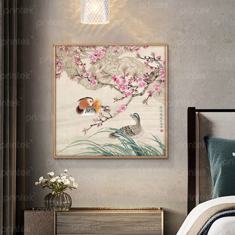 Tranh hoa đào, đã có khung - PC14621