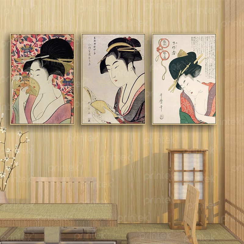 Tranh cô gái mặc kimono phong cách Phù Thế  (Ukiyoe) - NB1729