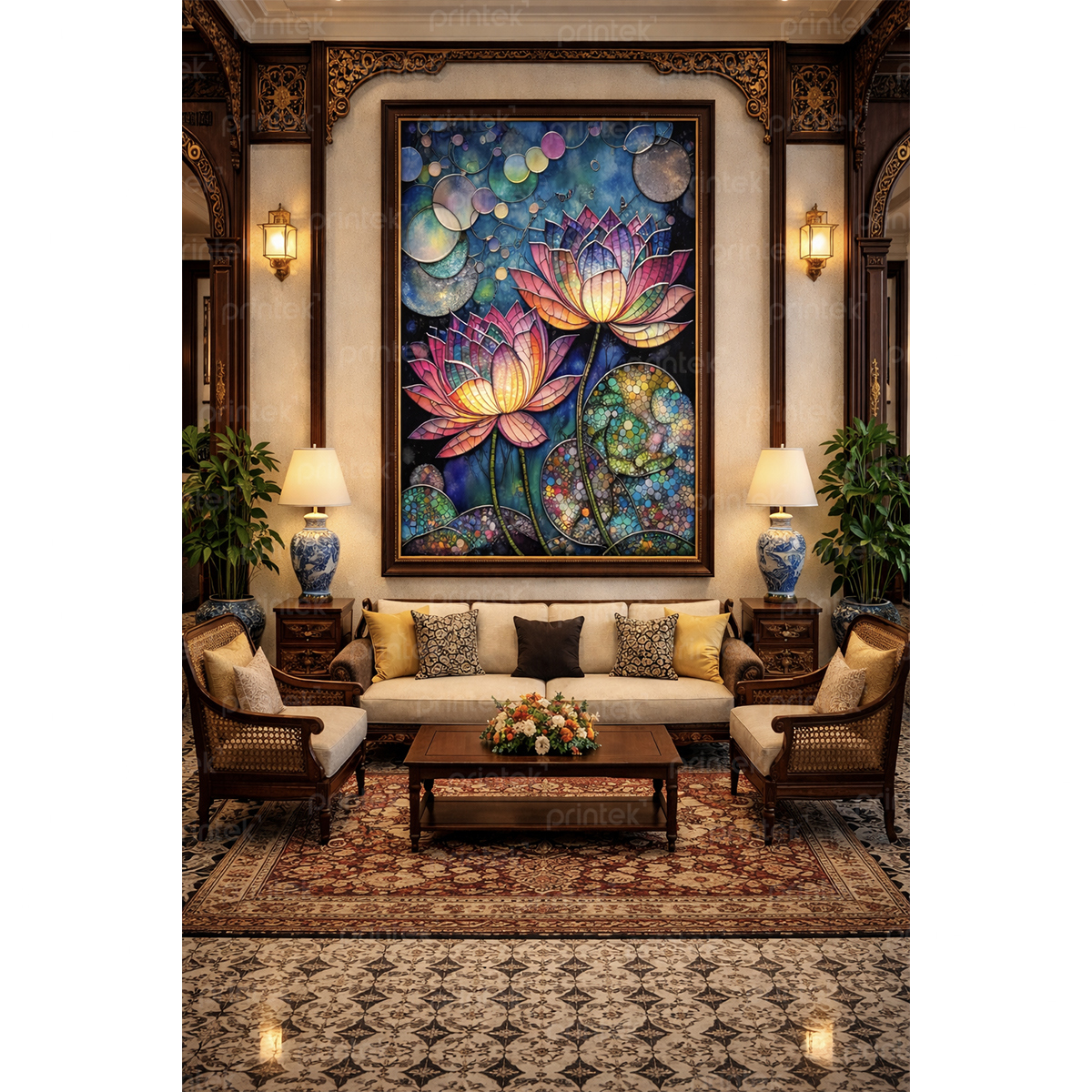 Tranh hoa sen đã có khung - ADB7459