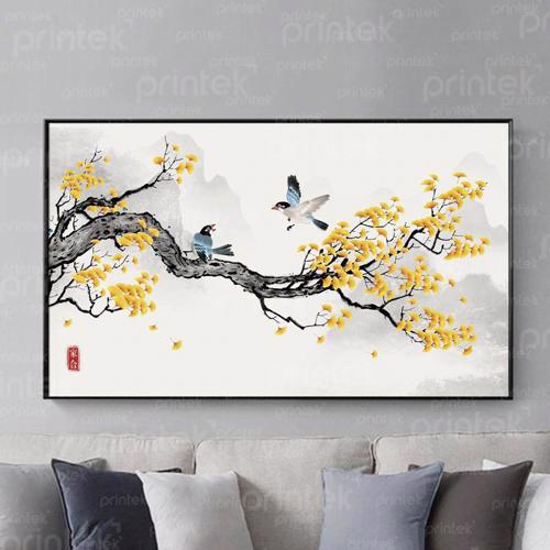 Tranh đôi chim trên cành mai – MS4644