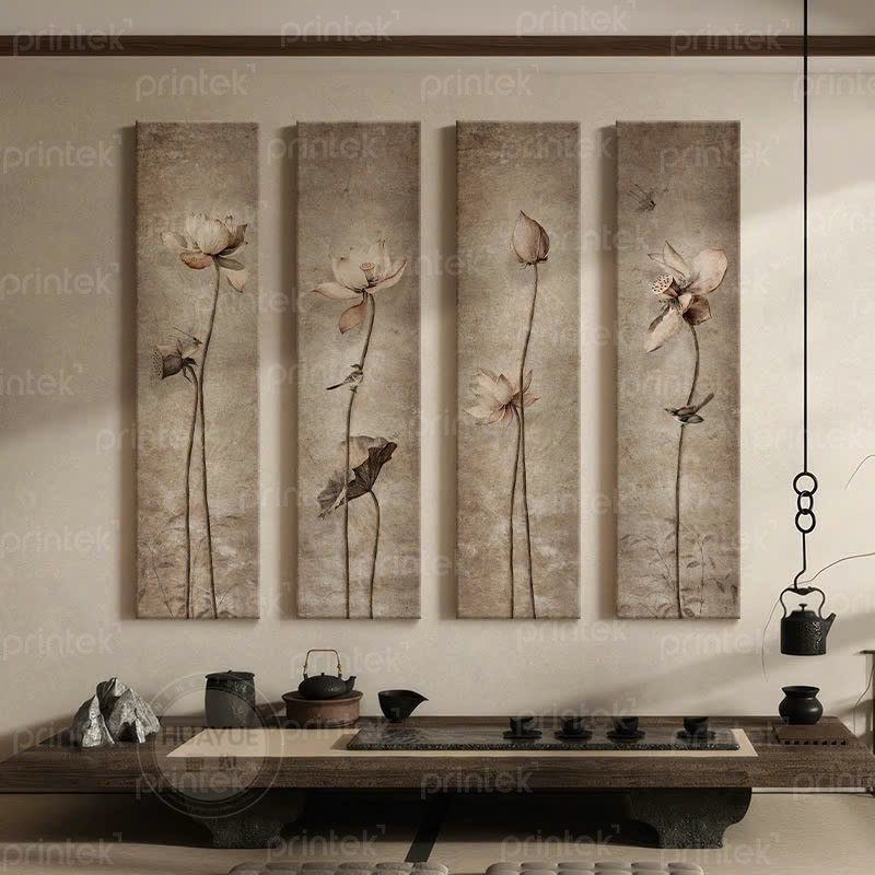 Tranh hoa sen treo tường, tranh canvas - HS7696