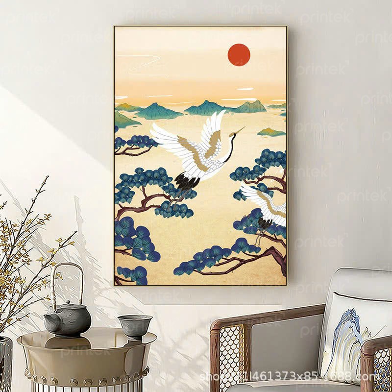 Tranh tùng hạc diên niên, tranh phong thủy tài lộc - IN8855
