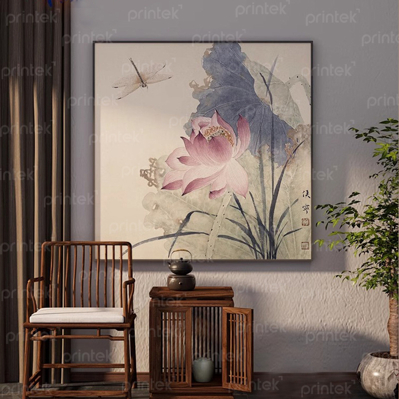 Tranh hoa sen trang trí phòng trà đạo, phòng khách - HS1329