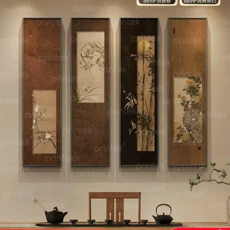Tranh tứ quý Tùng cúc trúc mai