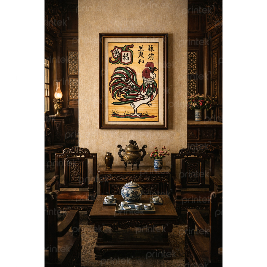 Tranh dân gian Đông Hồ gà trống – DG-007