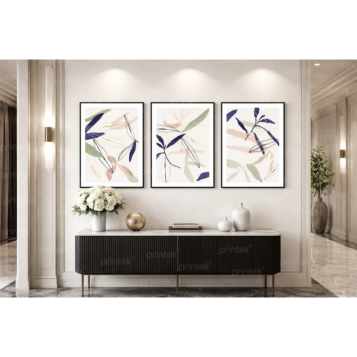 Bộ 3 tranh trừu tượng nhẹ nhàng, in theo yêu cầu - DC-ST0547