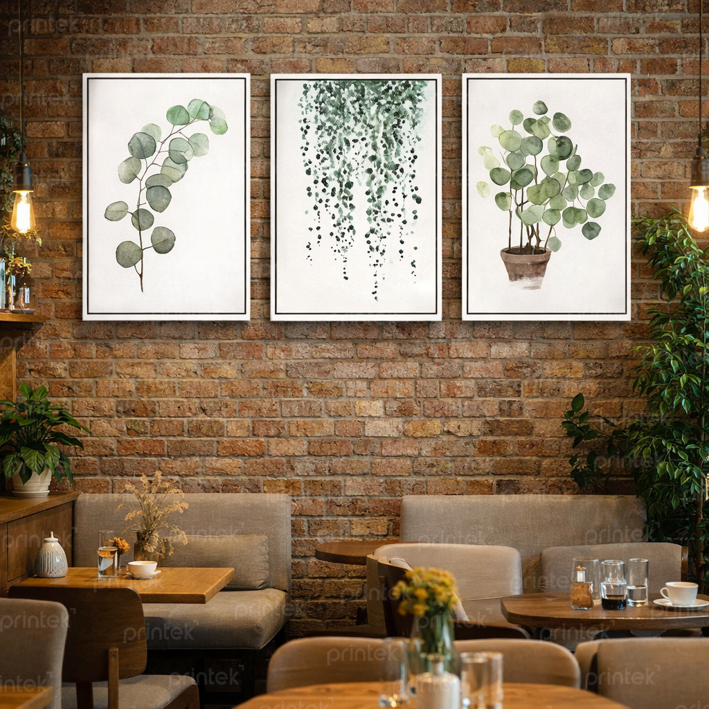 Bộ 3 tranh lá cây, đã có khung – MS4939