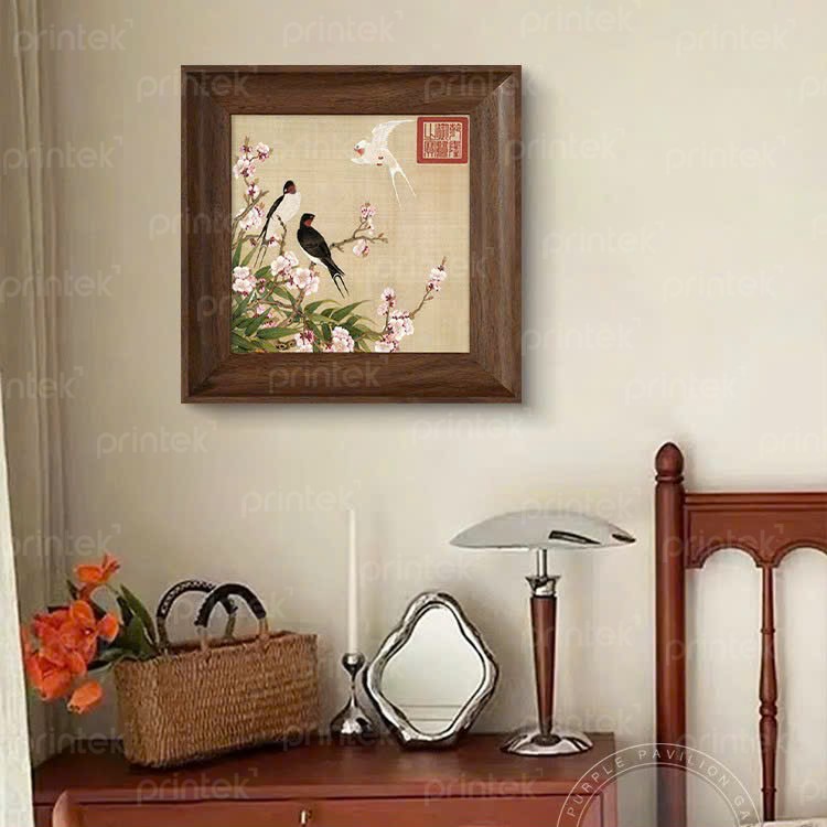 Tranh hoa và chim phong cách indochine, tranh khung bản to - KT6364