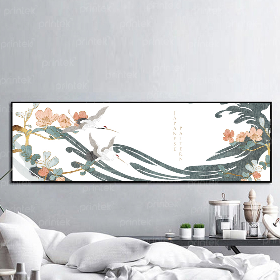 Tranh chim hạc và hoa phong cách Indochine - ST220951