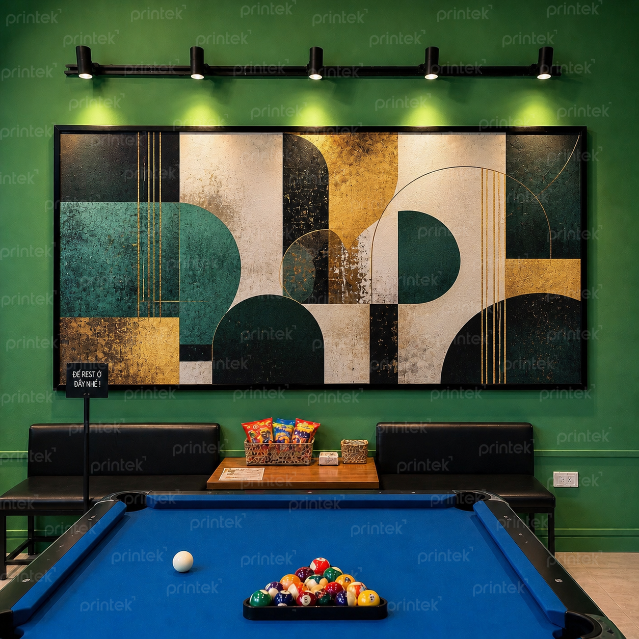Tranh trừu tượng canvas treo phòng Bida, đã có khung TT2826