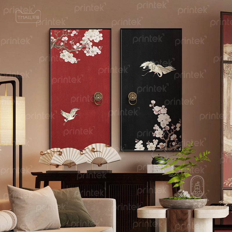 Bộ 2 tranh chim hạc, trang trí phòng trà - ID16894