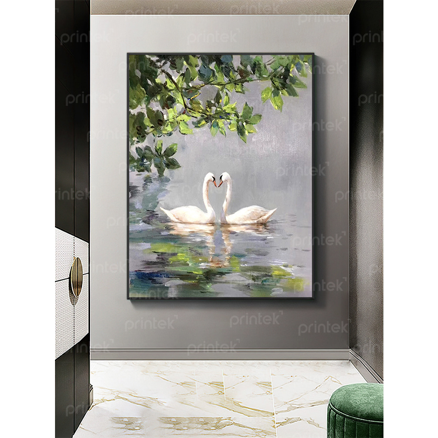 Tranh đôi chim thiên nga trang trí phòng ngủ - PC9299