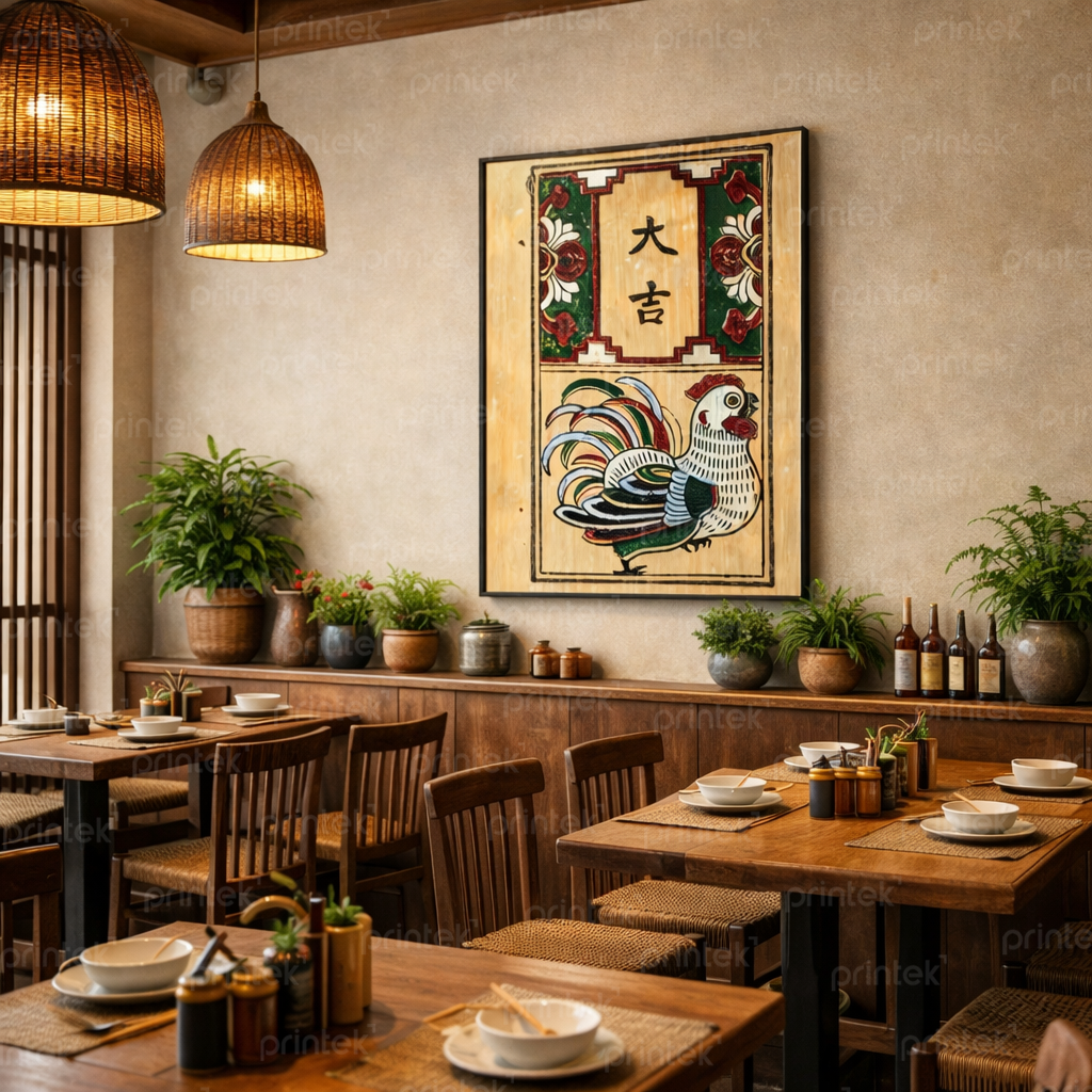 Tranh Đông Hồ đại cát trang trí nhà hàng - TP90066