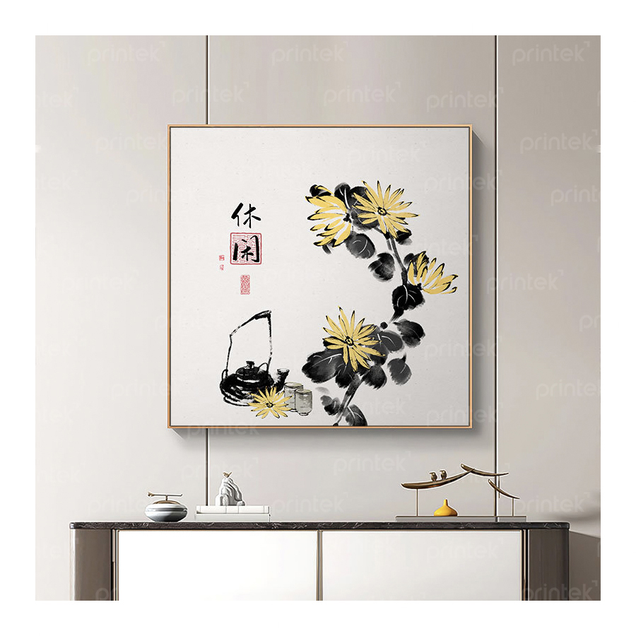 Tranh thủy mặc hoa cúc vàng - TB13323557