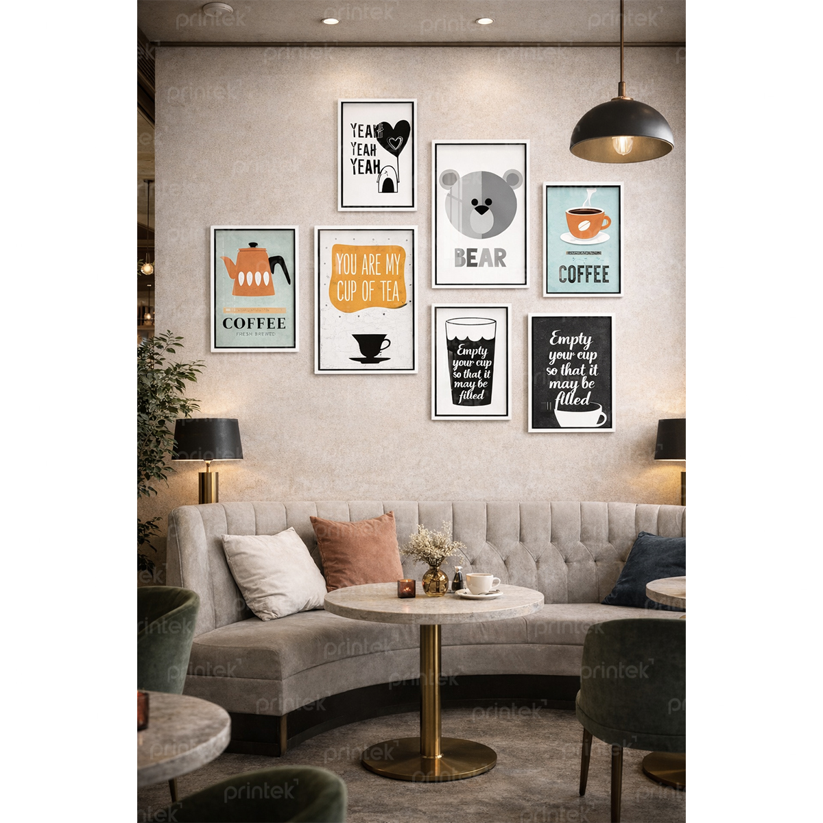 Bộ 6 tranh trang trí nhà hàng quán cafe, đã có khung - BT6021