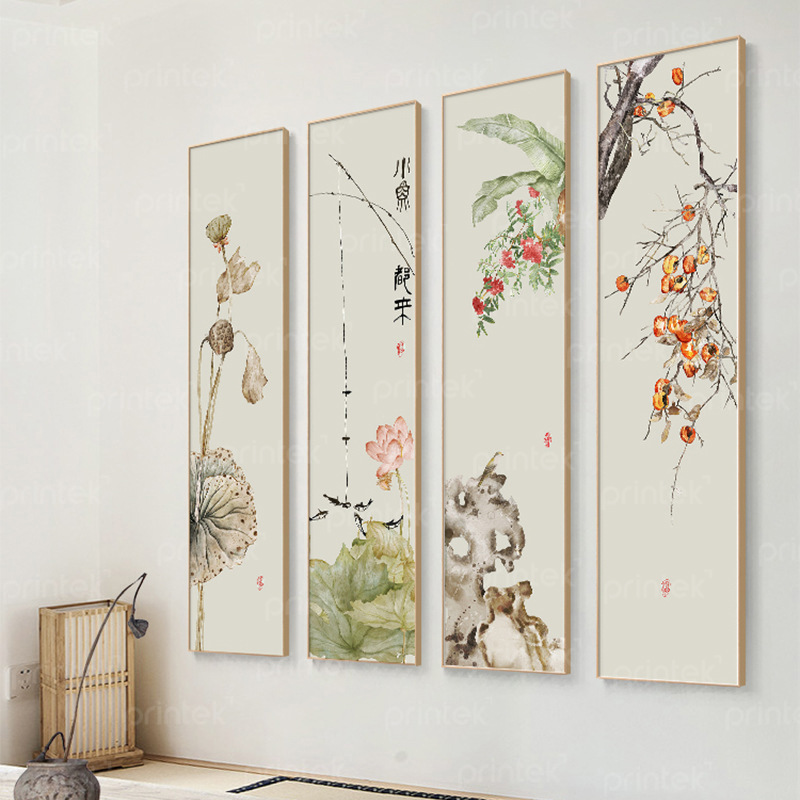 Tranh hoa sen trang trí phòng trà đạo, phòng thờ, phòng thiền - HS1788