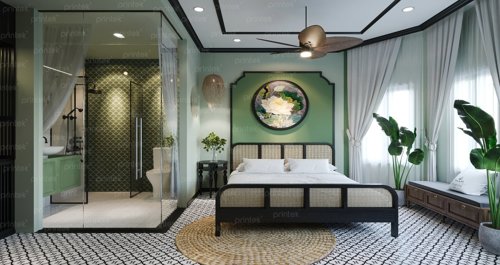 Thi công tranh dán tường khách sạn