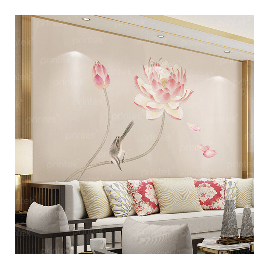 Tranh dán tường hoa sen phòng khách - ADB33245560