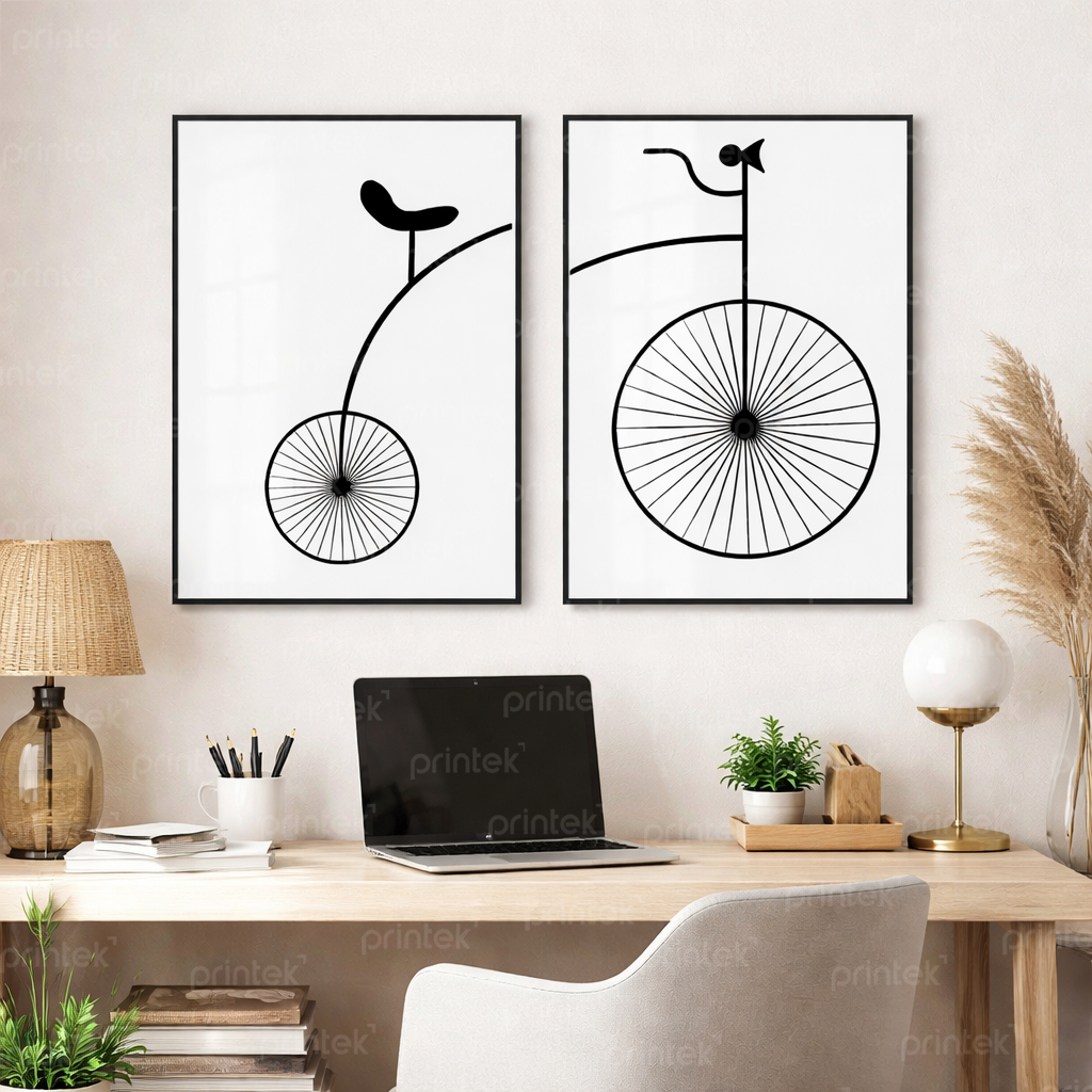 Tranh canvas xe đạp đen trắng - PC3145