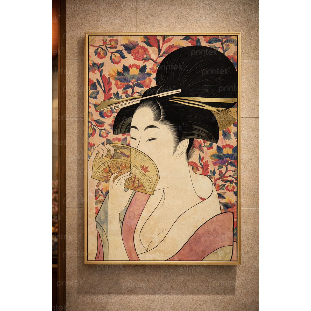 Tranh cô gái mặc kimono, trang trí nhà hàng, quán ăn Nhật Bản - TB13323205