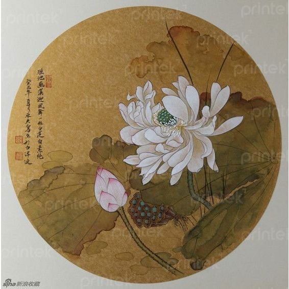 Tranh tròn hoa sen  - TT177010