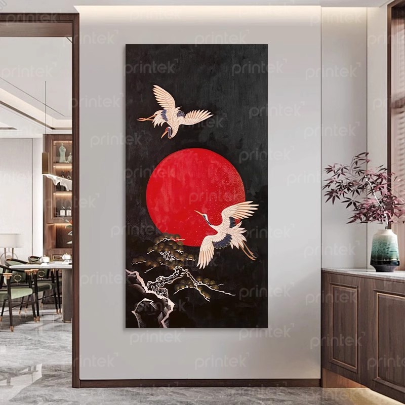 Tranh chim hạc chầu nhật nguyệt - PT0112