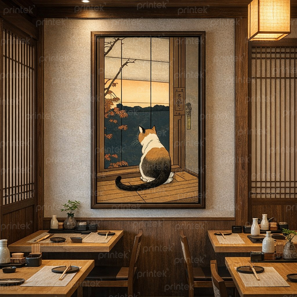 Tranh Nhật Bản con mèo phong cách phù thế (Ukiyoe) - FG13323812