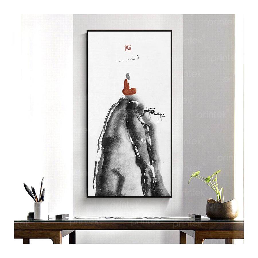 Tranh treo phòng thiền, phòng trà, phòng yoga, đã có khung - PT7181