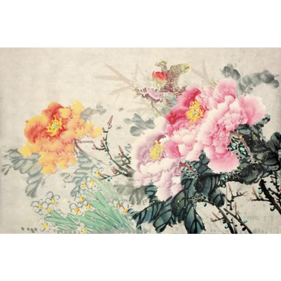 Tranh hoa mẫu đơn, đã có khung - ST4274