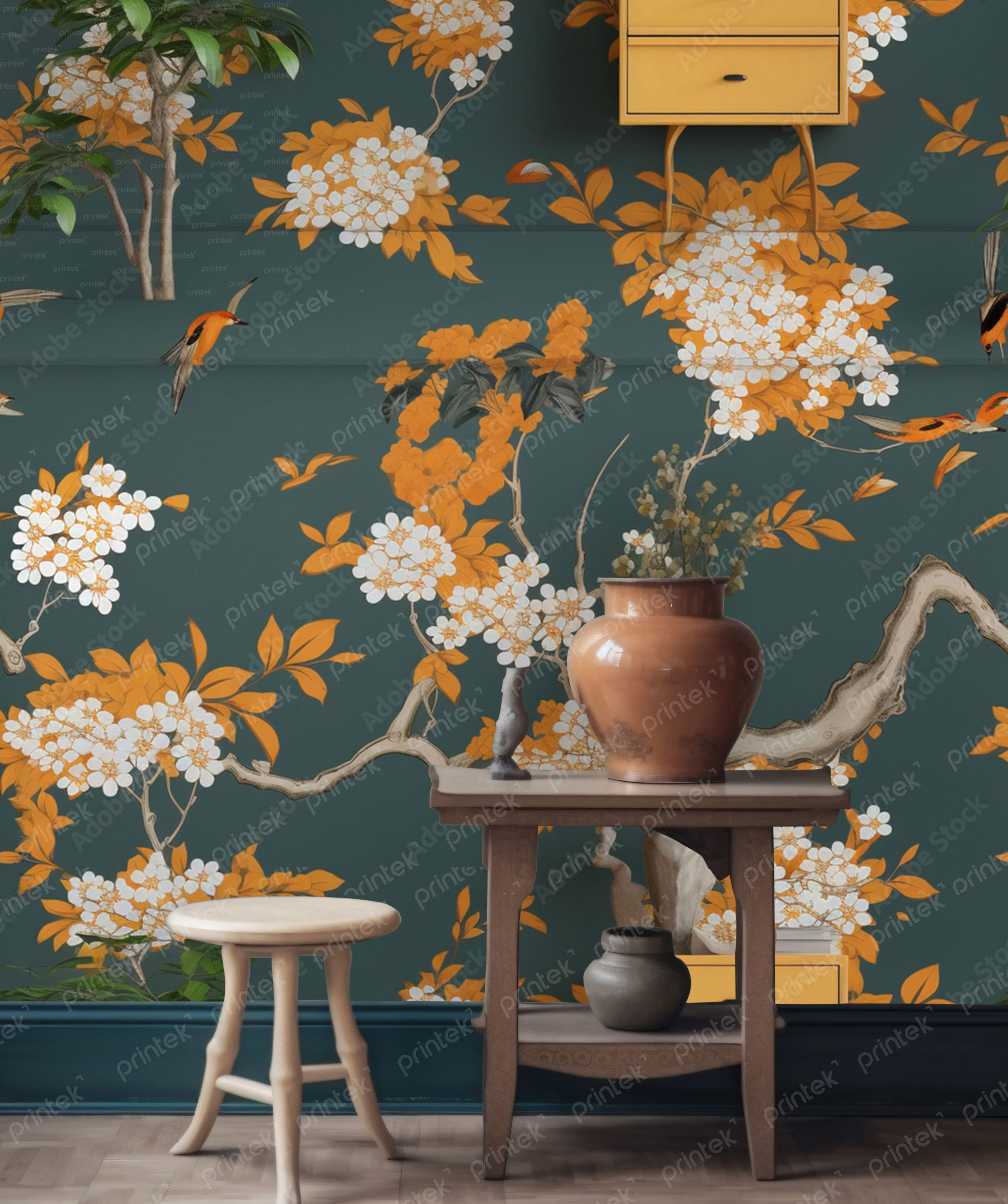 Tranh vải dán tường phong cách Indochine - ID75256